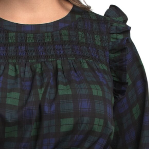 LEA Plus Blackwatch Smocked Top Mini Dress - Picture 3 of 3